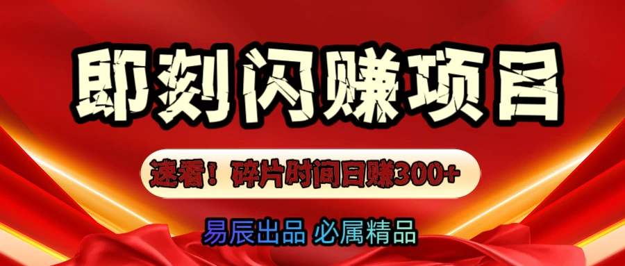 速看！零门槛即刻闪赚副业项目，轻松用碎片时间日赚300+！-阿瑞网创